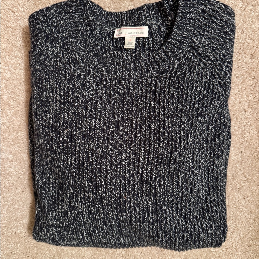 Men's Black and White Crewneck Sweater